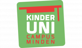 Schriftzug Kinder Uni Campus Minden Komm mit uns auf Endeckungsreise