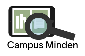 Tablet mit Lupe, Schriftzug Campus Minden