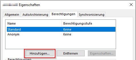 Hinzufügen von Berechtigungen