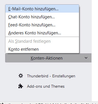 Thunderbird: Konto hinzufügen