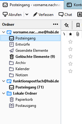 Thinderbird: Funktionspostfach fertig eingerichtet
