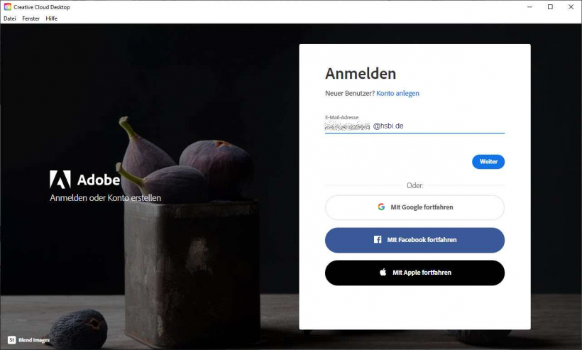 Adobe: Anmeldung an einer Adobe-Anwendung