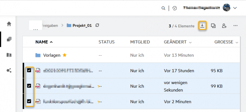 Filr: Dateien herunterladen