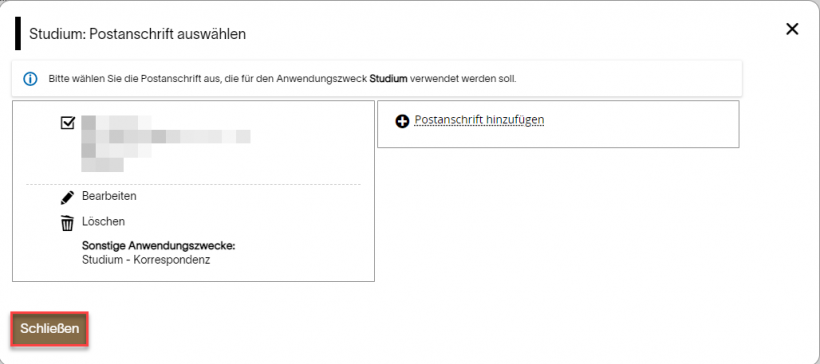 Postanschrift ändern