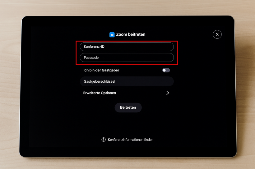 Meeting-Informationen eingeben 