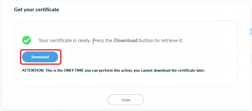 Harica: Download des Zertifikats