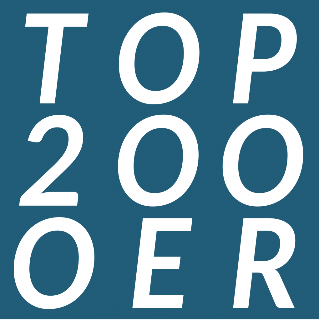 Das Logo der Top 200 Quellen für Open Educational Resources. Grafik von Jula Henke, Agentur J&K – Jöran & Konsorten, veröffentlicht unter der Lizenz CC-BY 4.0 DE