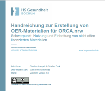 Handreichung zur Erstellung von OER-Materialien für ORCA.nrw Schwerpunkt-Deckblatt