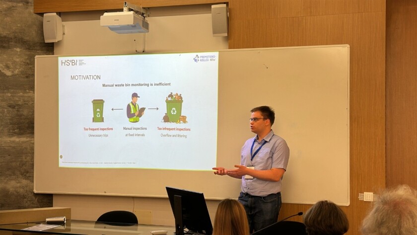 André Kirsch präsentiert sein Paper „Vision-Based Autonomous Waste Bin Fill-Level Monitoring with a Micro Aerial Vehicle“ auf der IE-Konferenz 2026