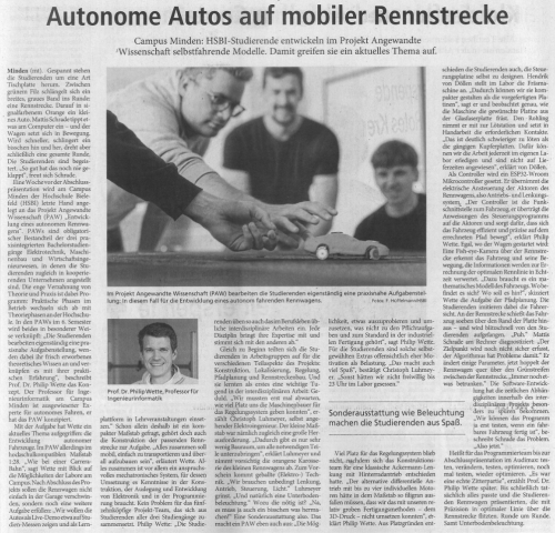 Mindener Tageblatt 19.08.2025 - Autonome Autos auf mobiler Rennstrecke