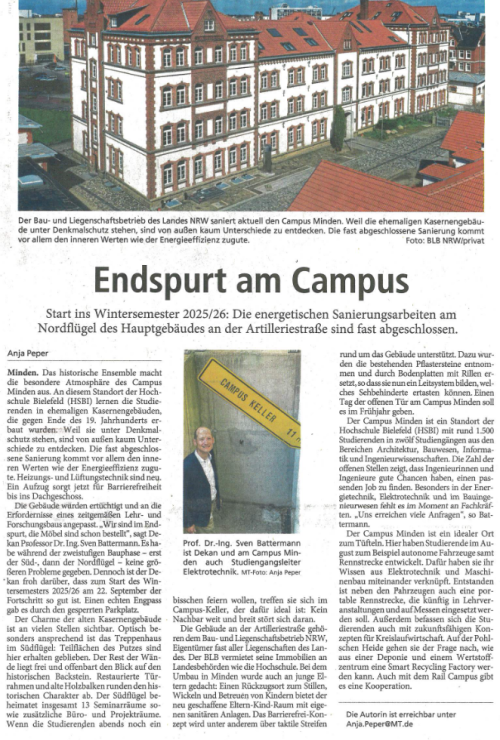 Mindener Tageblatt 22.9.2025 - Endspurt am Campus