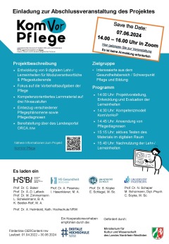 Einladung digitale Abschlussveranstaltung KomVor Pflege