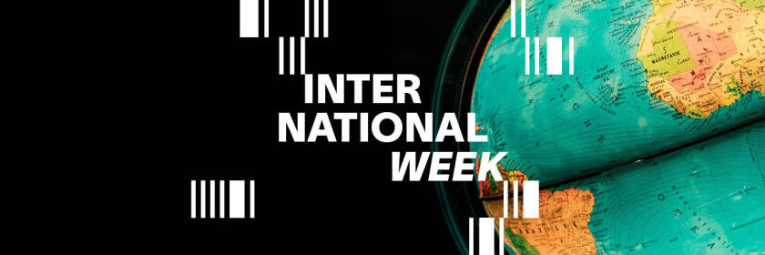 International Week Banner mit Globus im Hintergrund