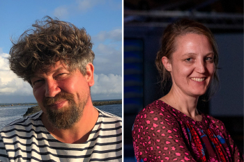 Nils Fotocollage aus zwei Fotos: Porträt Nils Hoff und Porträt Claudia Rohrmoser