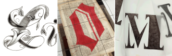 Eine Collage zeigt typografische Buchstaben