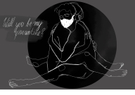 Eine Zeichnung von zwei Menschen die sich umarmen mit dem Schriftzug Will you be my quaraninte?