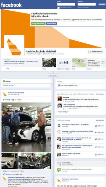Facebook-Fanpage der FH Bielefeld