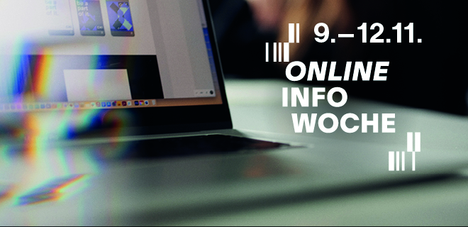 Grafik mit Text: 9.-12.11. Online Infowoche