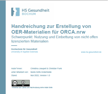 Handreichung zur Erstellung von OER-Materialien für ORCA.nrw Schwerpunkt-Deckblatt